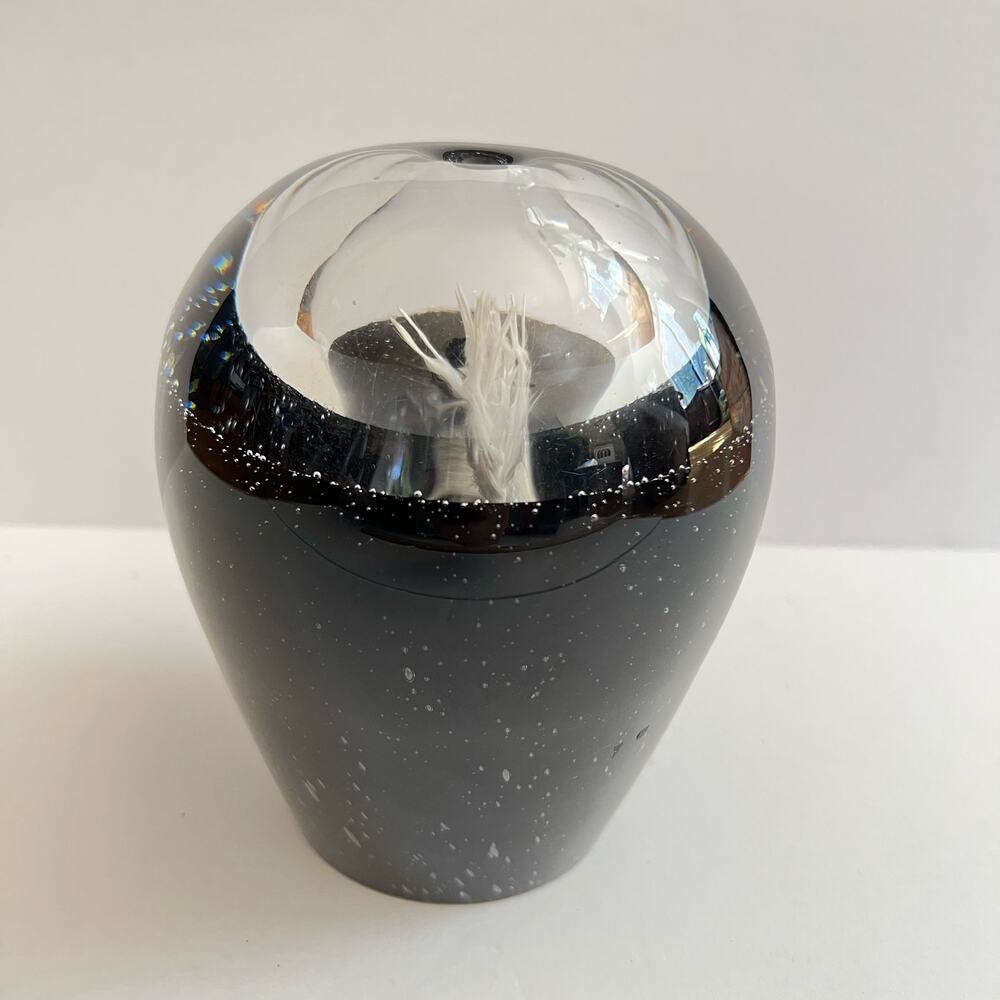 Vintage Controlled Bubble Glass Art Oil Lamp Paperweight Handmade Poland 6.5"